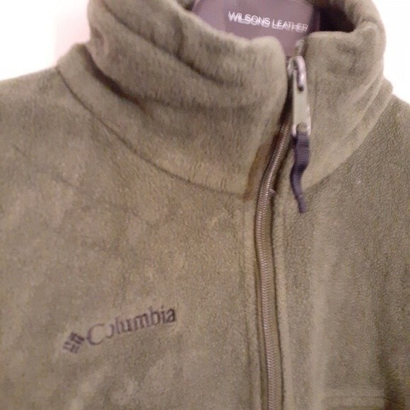 Columbia fleece jacket boys youth 18 20 large L xl khaki green black warm cozy - Picture 5 of 5